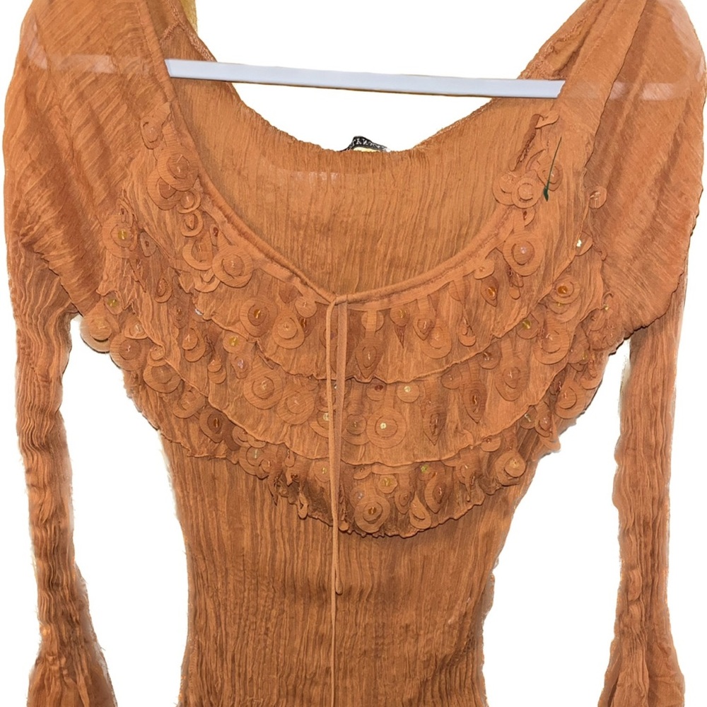 Women's Orange Ruffled Top - Picture 3 of 3